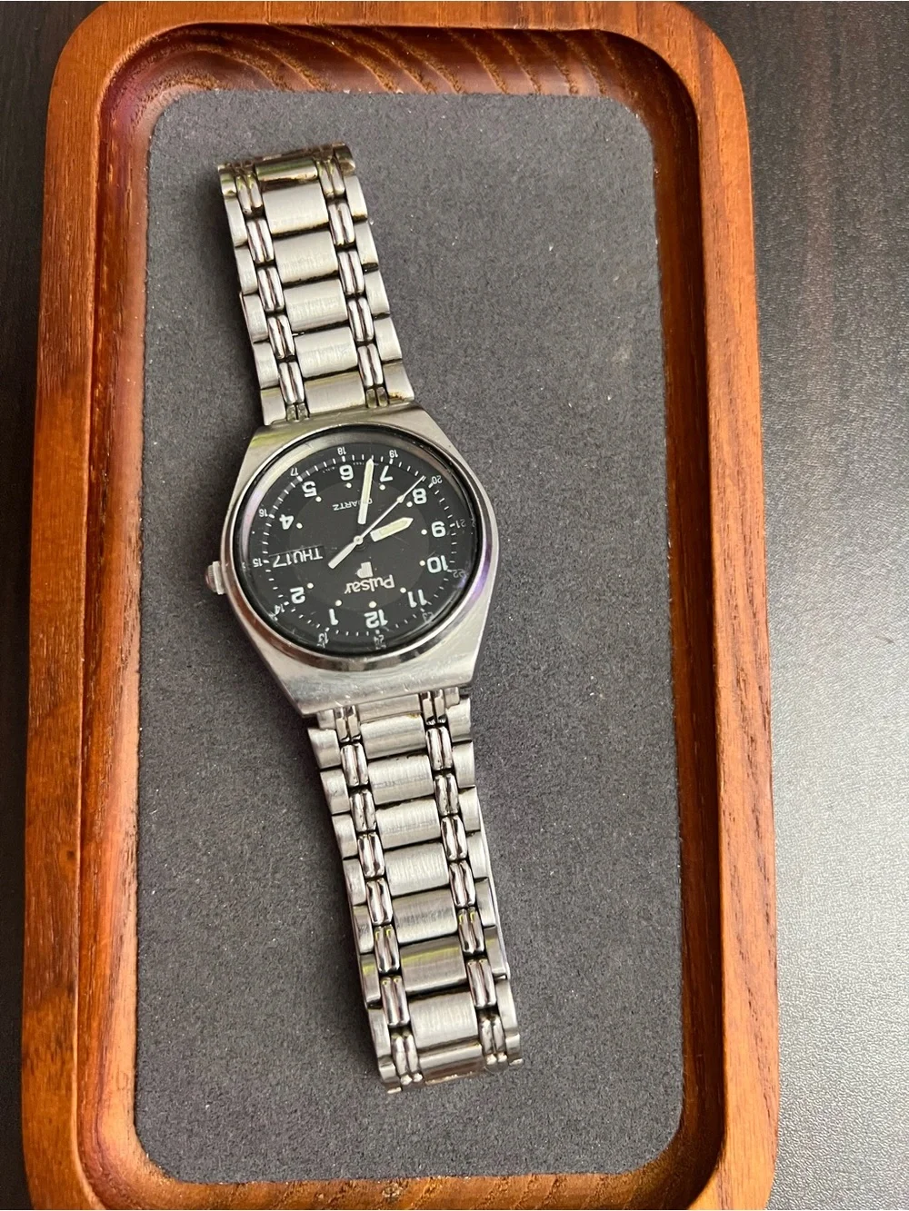 Pulsar Silver tone Stainless Steel Watch with Black Dial